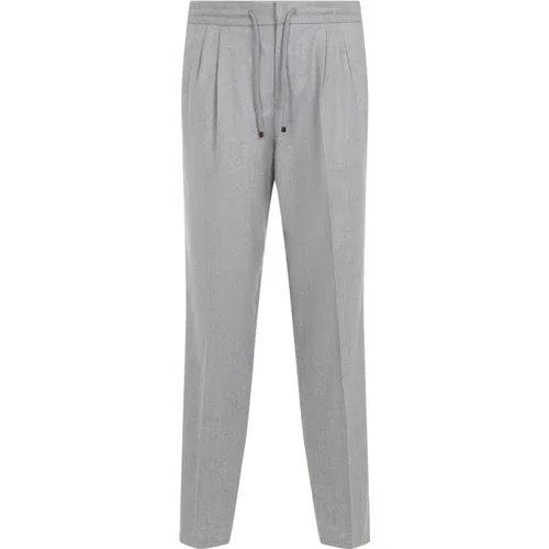 Luxurious Grey Wool Trousers Aw24 , male, Sizes: XL, M - BRUNELLO CUCINELLI - Modalova