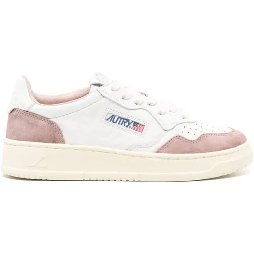 Weiße Rosa Leder Sneakers , Damen, Größe: 36 EU - Autry - Modalova