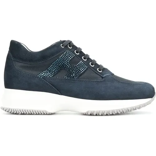 Interaktive Blaue Wildleder-Sneakers , Damen, Größe: 37 1/2 EU - Hogan - Modalova