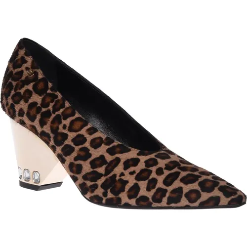 Court shoes in leopard-print pony skin , Damen, Größe: 39 1/2 EU - Baldinini - Modalova