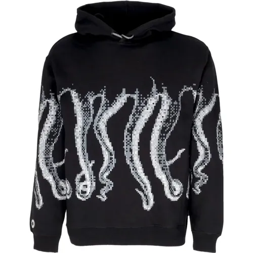 Schwarzer Outline Hoodie mit Tentakel-Logo - Octopus - Modalova