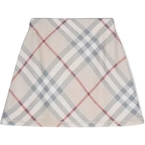 Laura Check Skirt Pale Stone , female, Sizes: 10 Y, 12 Y, 14 Y, 8 Y - Burberry - Modalova