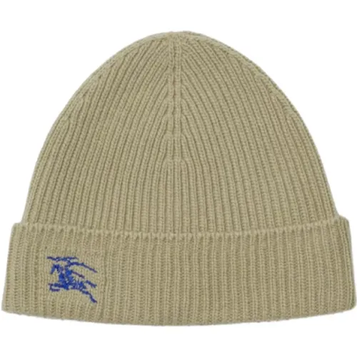 Ribbed Cashmere Bonnet with Equestrian Knight Embroidery , male, Sizes: ONE SIZE - Burberry - Modalova