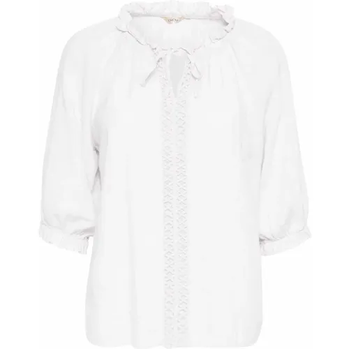 Feminine Bluse mit Spitzen Details , Damen, Größe: S/M - Cream - Modalova