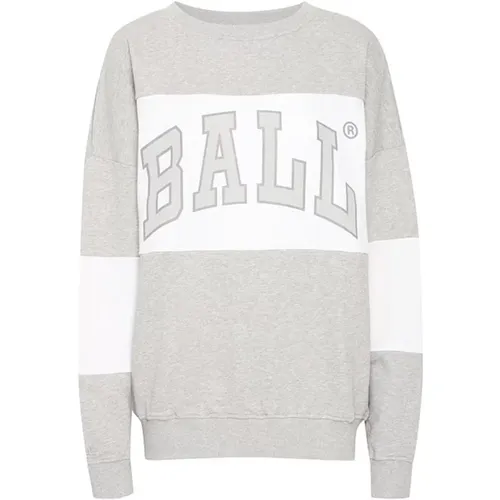 Grauer Sweatshirt mit Coolem Frontdruck - Ball - Modalova