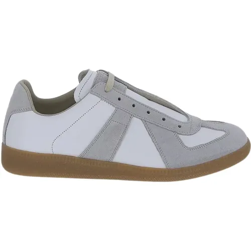 Graue und weiße Sneaker mit runder Spitze , Damen, Größe: 41 EU - Maison Margiela - Modalova