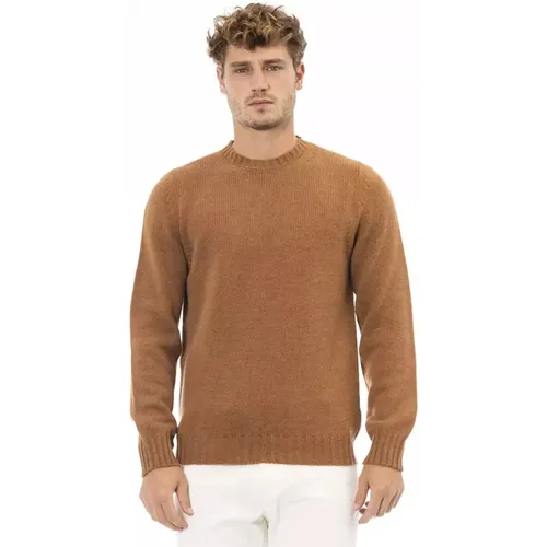 Beiger Alpaka-Ledersweater , Herren, Größe: 2XL - Alpha Studio - Modalova