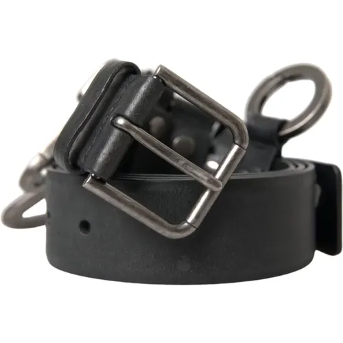 Leather Silver Buckle Belt , male, Sizes: 90 CM - Dolce & Gabbana - Modalova