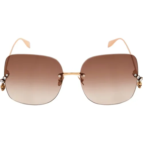 Luxuriöse Metall-Sonnenbrille für modebewusste Frauen - alexander mcqueen - Modalova
