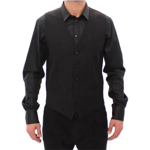 Striped Wool Single Breasted Vest , Herren, Größe: M - Dolce & Gabbana - Modalova