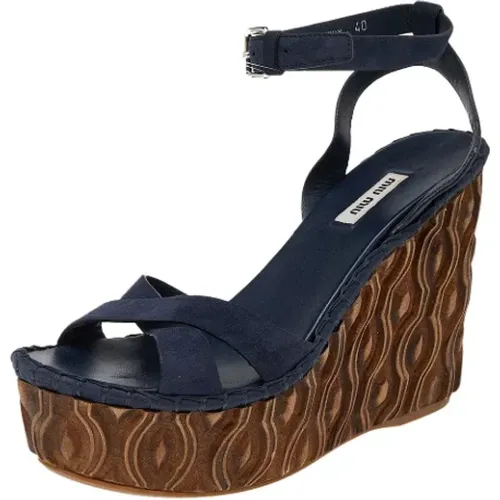 Pre-owned Suede sandals , female, Sizes: 7 UK - Miu Miu Pre-owned - Modalova
