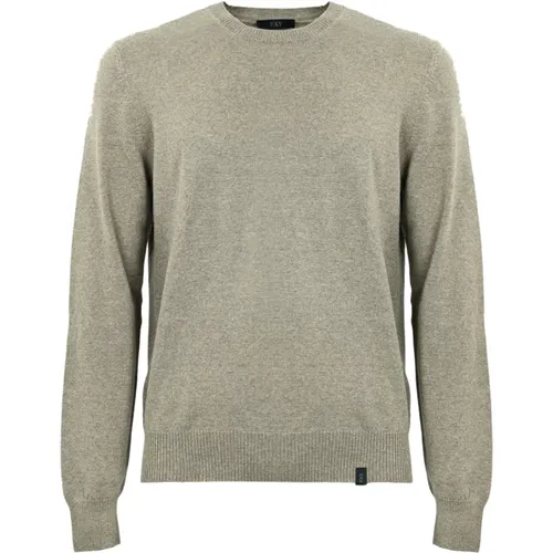 Grauer Woll Rundhals Pullover Fay - Fay - Modalova