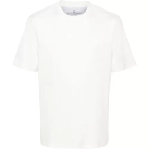 Weiße Baumwoll-Crew-Neck-T-Shirt , Herren, Größe: M - BRUNELLO CUCINELLI - Modalova