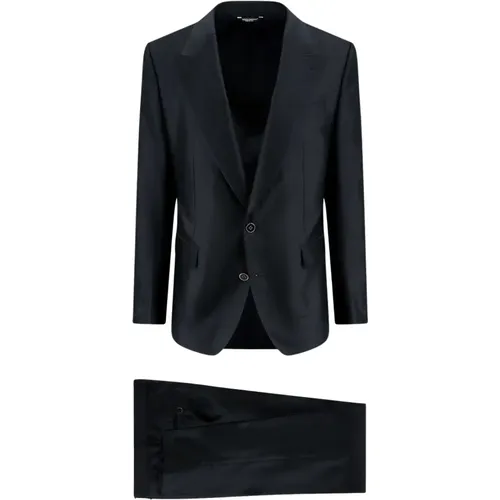 Schwarzer Aw23 Seiden Einreiher Anzug - Dolce & Gabbana - Modalova