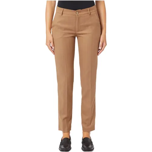 Braune Slim Fit Chino Hose , Damen, Größe: S - Manila Grace - Modalova