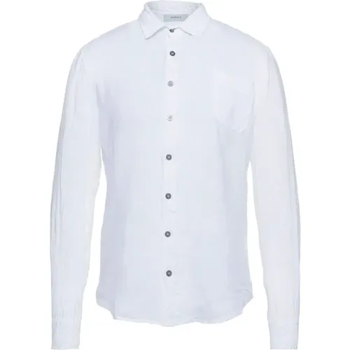 Weiße Leinen Button-Up Shirt Damen , Herren, Größe: S - Alpha Studio - Modalova