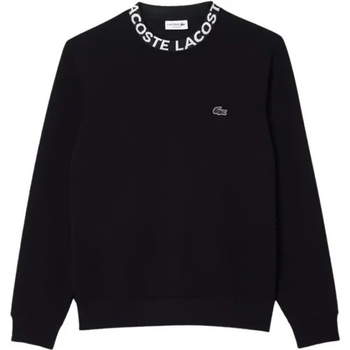 Schwarzer Sweatshirt mit doppelseitigem Signature-Kragen - Lacoste - Modalova