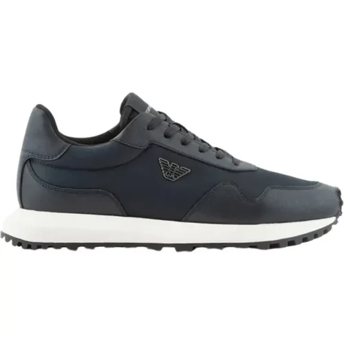 Marineblaue Sneaker , Herren, Größe: 40 EU - Emporio Armani - Modalova