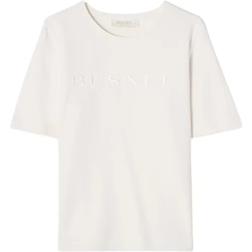 Weiches Baumwoll-Jersey T-Shirt Ecru , Damen, Größe: 2XL - Busnel - Modalova