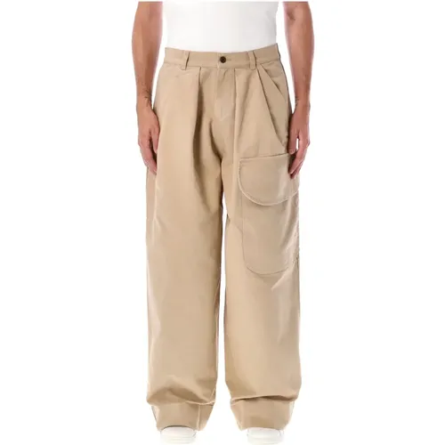 Cream Relaxed Cargo Trousers Aw24 , male, Sizes: XL - JW Anderson - Modalova