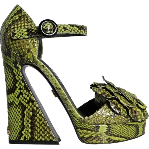 Exotic Leather Ankle Strap Heels Sandals Shoes , female, Sizes: 6 UK - Dolce & Gabbana - Modalova