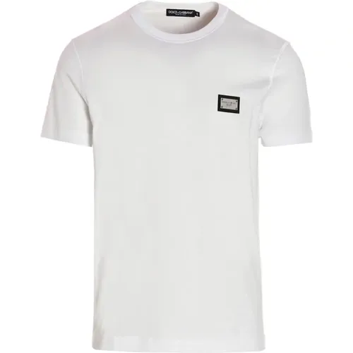 Cotton T-shirt with Silver Logo , male, Sizes: L, XL, 2XL, S - Dolce & Gabbana - Modalova