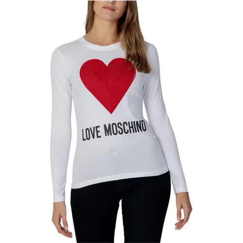 Weißes Langarm T-Shirt mit Print für Frauen - Love Moschino - Modalova