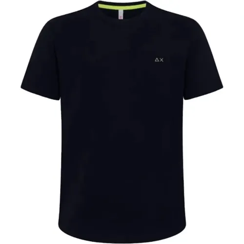 Solid Navy T-Shirt , male, Sizes: M, L - Sun68 - Modalova