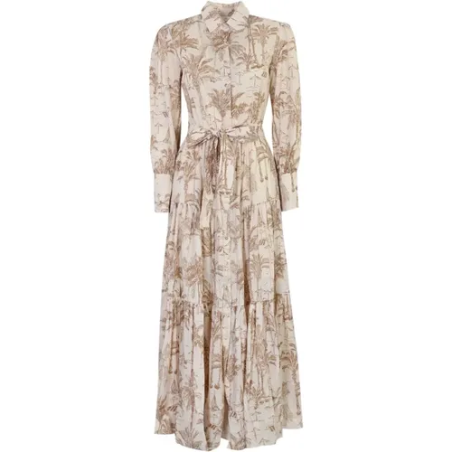 Long Cotton Palm Print Dress , female, Sizes: L, M, S - MC2 Saint Barth - Modalova