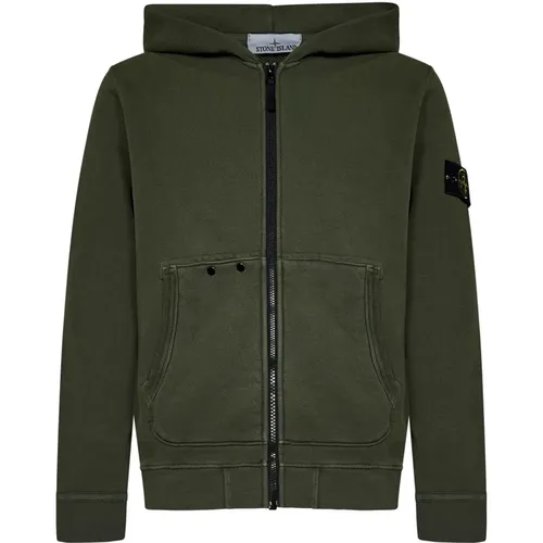 Grüner Kapuzen-Zip-Up-Pullover - Stone Island - Modalova