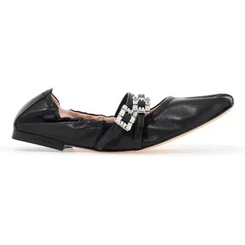 Crystal Buckle Leather Ballerinas , female, Sizes: 5 UK, 4 UK, 3 UK, 6 UK - Roger Vivier - Modalova