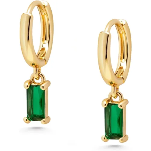 Green Charm Huggie Earrings , female, Sizes: ONE SIZE - Nialaya - Modalova