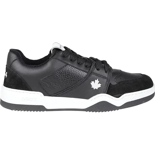 Schwarze Sneakers mit Körniger Textur , Herren, Größe: 42 1/2 EU - Dsquared2 - Modalova