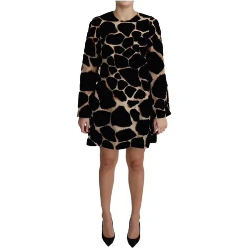 Schwarzes Giraffenmuster Shift Mini Kleid - Dolce & Gabbana - Modalova