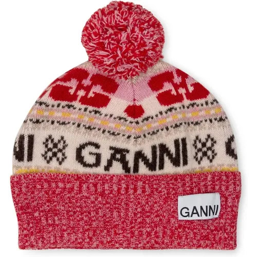 Graphic Wool Beanie , female, Sizes: ONE SIZE - Ganni - Modalova