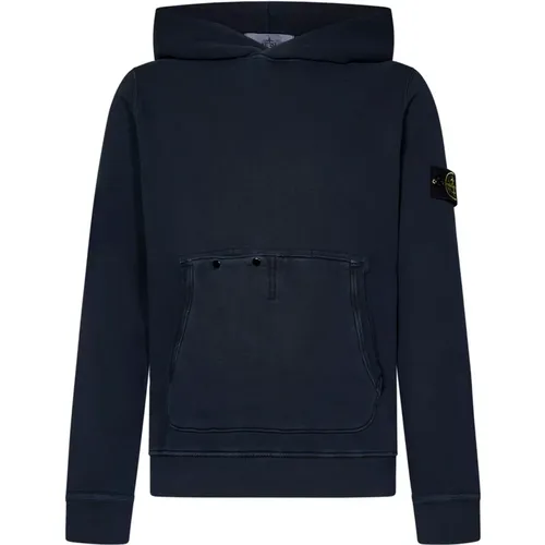 Blauer Kapuzenpullover mit Kängurutasche , Herren, Größe: L - Stone Island - Modalova