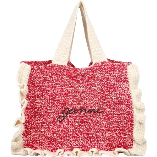 Crochet Frill Tote Bag , female, Sizes: ONE SIZE - Ganni - Modalova