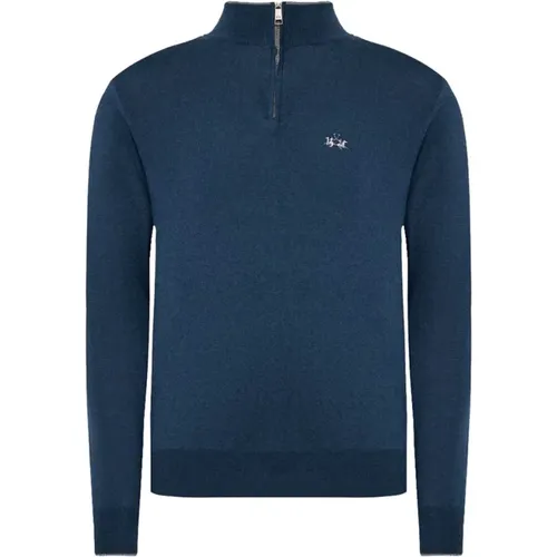 Acrylic Half-Zip Sweater with Logo , male, Sizes: 2XL, 3XL, XL, M, L - LA MARTINA - Modalova