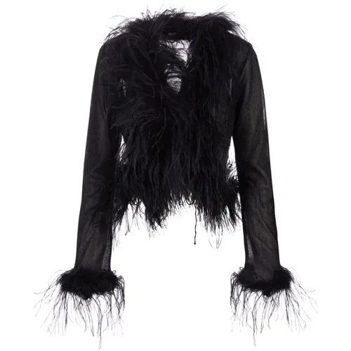 Lurex Lumiere Blouse with Ostrich Feathers , female, Sizes: M - Oseree - Modalova