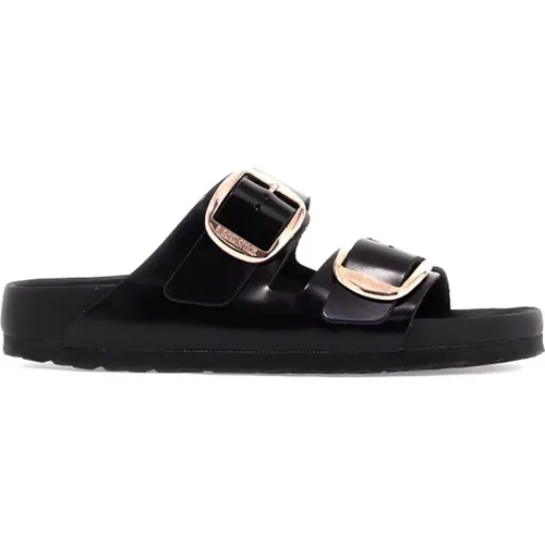 Rose Gold Buckle Leather Slides , female, Sizes: 4 UK, 6 UK, 3 UK, 5 UK - Birkenstock - Modalova