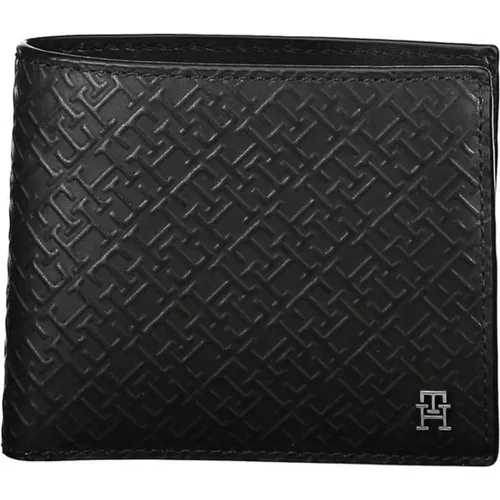 Schwarzes Leder Bifold Wallet mit Logo - Tommy Hilfiger - Modalova