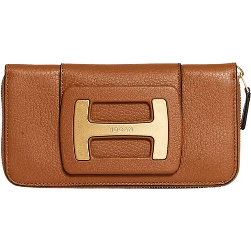 Classic Leather Continental Zip Wallet , female, Sizes: ONE SIZE - Hogan - Modalova