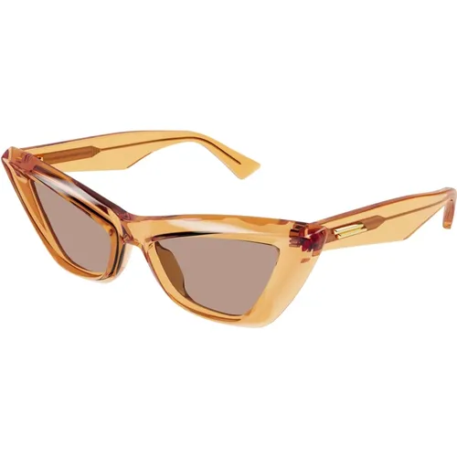 Gold/Rot Sonnenbrille Bv1101S , Damen, Größe: 53 MM - Bottega Veneta - Modalova