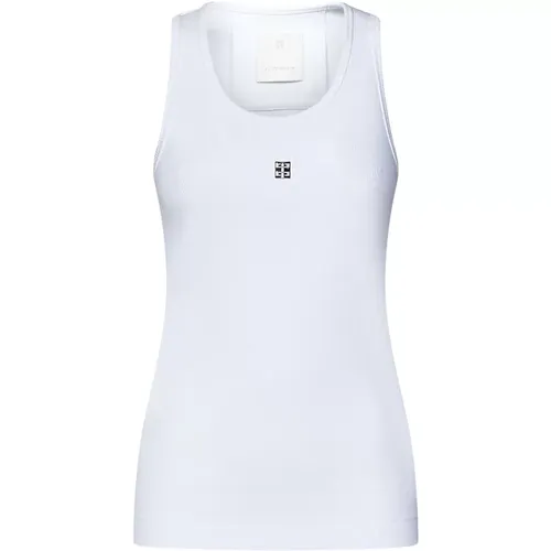 Weiße Slim Fit Top mit Metallic Logo , Damen, Größe: L - Givenchy - Modalova