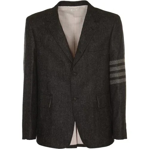 Grey Unstructured Straight Fit Jackets , male, Sizes: L, XL - Thom Browne - Modalova