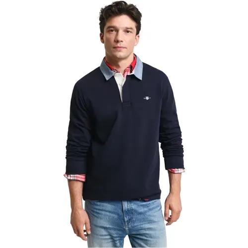 Grafisches Twill-Kragen Rugger-Shirt , Herren, Größe: 3XL - Gant - Modalova