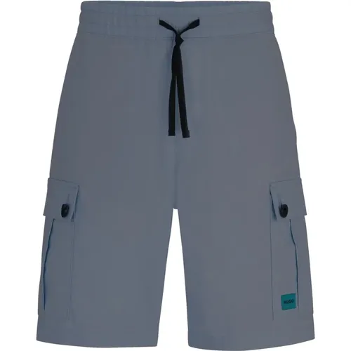 Cargo Shorts Grey Cotton Elastic Waistband , male, Sizes: L, XL, M - Hugo Boss - Modalova