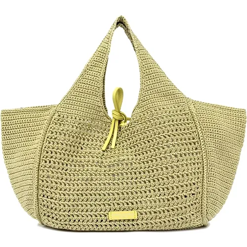 Crochet Shopping Bag with Snap Button , female, Sizes: ONE SIZE - Gianni Chiarini - Modalova