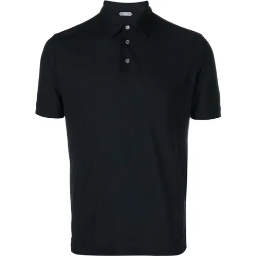 Blaues Polo Shirt mit 3-Knopfverschluss - Zanone - Modalova