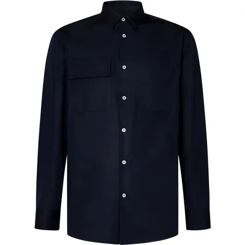 Locker sitzendes Hemd aus Mitternachtsblauer Baumwolle , Herren, Größe: XL - Jil Sander - Modalova